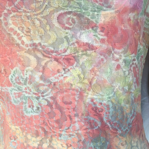 Women's Sz S Shirt Top 90s Lace Crop Reversible Floral Black Bohemian Y2K Fairy - Picture 13 of 16